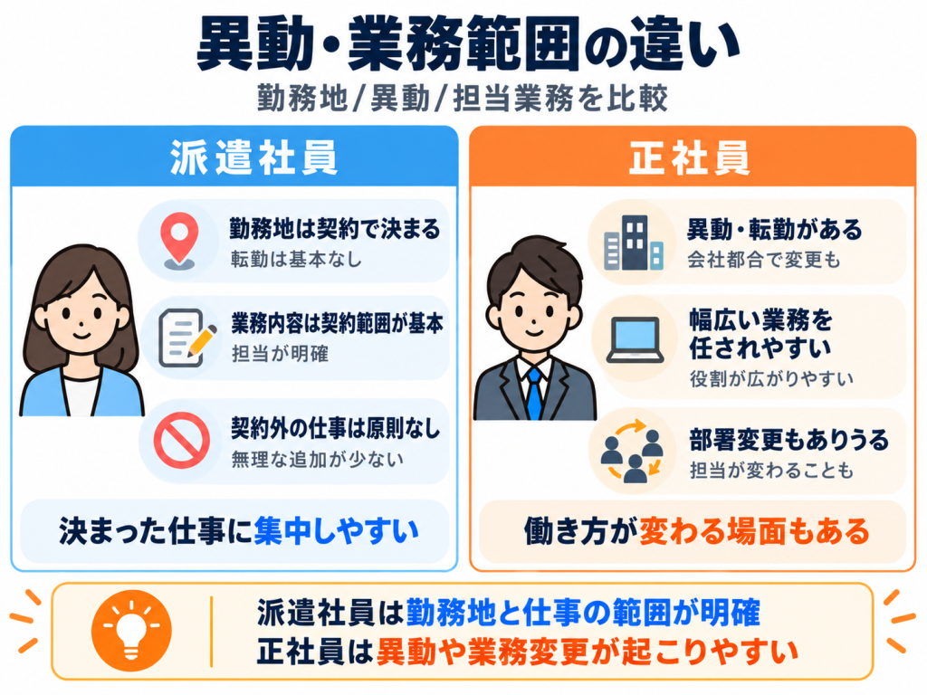 派遣社員_異動・業務範囲の違い