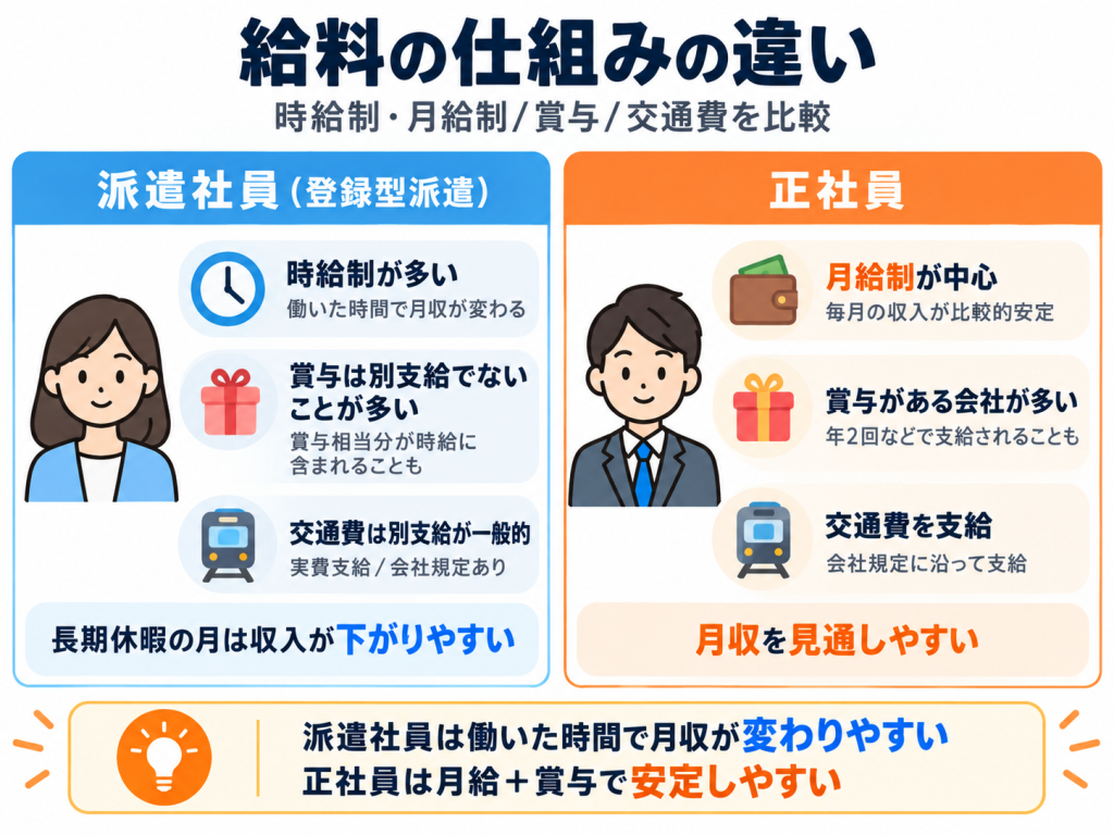 派遣社員_給料の仕組みの違い