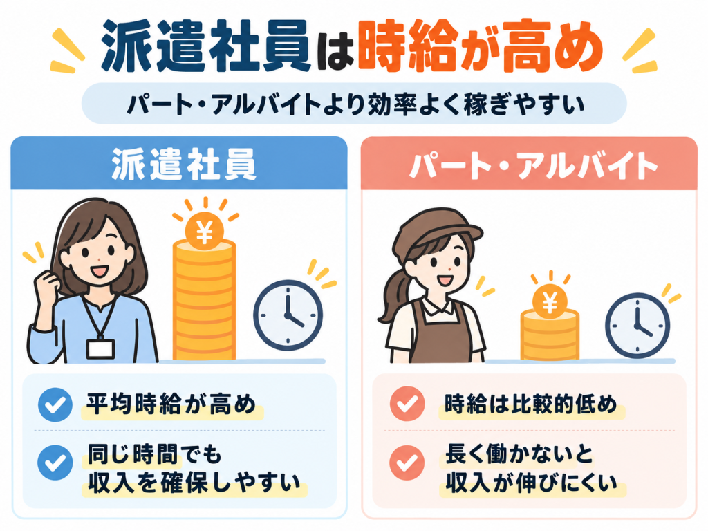 派遣社員は時給が高め
