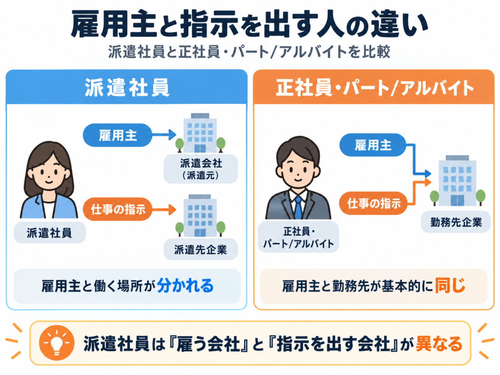 派遣社員_雇用主と指示を出す人の違い