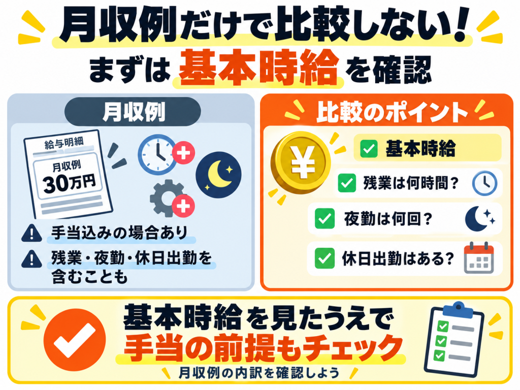 月収例だけで比較しない